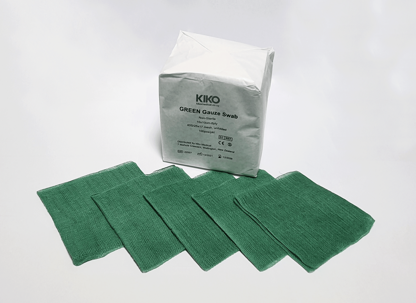 Green Gauze Swab Pack of 100pcs